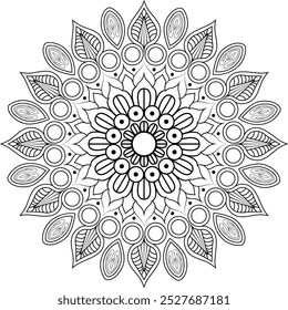 Simple Outline Mandala for Coloring Book Page. Oriental Mandala vector. Vector abstract mandala pattern. Mandala Coloring book line art vector illustration.