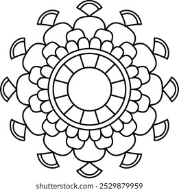 Einfache Umriss-Mandala für Malbuch-Seite. Easy Oriental Mandala Vektor