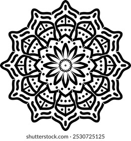 simple Outline Mandala for Coloring Book Page. Easy Oriental Mandala vector. Mandala Coloring book line art vector illustration. Vector abstract mandala