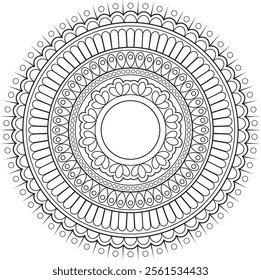 Simple Outline Mandala for Coloring Book Page. Easy Oriental Mandala vector. Mandala Coloring book line art vector illustration. Vector abstract mandala pattern.