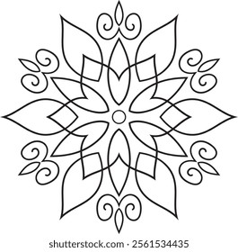 Simple Outline Mandala for Coloring Book Page. Easy Oriental Mandala vector. Mandala Coloring book line art vector illustration. Vector abstract mandala pattern.