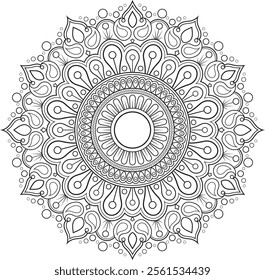 Simple Outline Mandala for Coloring Book Page. Easy Oriental Mandala vector. Mandala Coloring book line art vector illustration. Vector abstract mandala pattern.