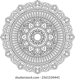 Simple Outline Mandala for Coloring Book Page. Easy Oriental Mandala vector. Mandala Coloring book line art vector illustration. Vector abstract mandala pattern.