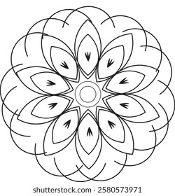 Simple Outline Mandala for Coloring Book Page. Easy Oriental Mandala vector. Mandala Coloring book line art vector illustration. Vector abstract mandala pattern.