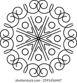 Simple Outline Mandala for Coloring Book Page. Easy Oriental Mandala vector. Mandala Coloring book line art vector illustration. Vector abstract mandala pattern