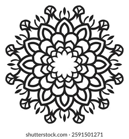 Simple Outline Mandala for Coloring Book Page. Easy Oriental Mandala vector. Mandala Coloring book line art vector illustration. Vector abstract mandala pattern.