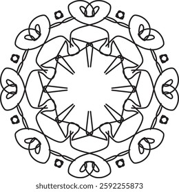 Simple Outline Mandala for Coloring Book Page. Easy Oriental Mandala vector. Mandala Coloring book line art vector illustration. Vector abstract mandala pattern.