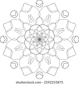 Simple Outline Mandala for Coloring Book Page. Easy Oriental Mandala vector. Mandala Coloring book line art vector illustration. Vector abstract mandala pattern.