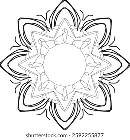 Simple Outline Mandala for Coloring Book Page. Easy Oriental Mandala vector. Mandala Coloring book line art vector illustration. Vector abstract mandala pattern.