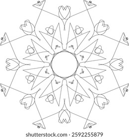 Simple Outline Mandala for Coloring Book Page. Easy Oriental Mandala vector. Mandala Coloring book line art vector illustration. Vector abstract mandala pattern.