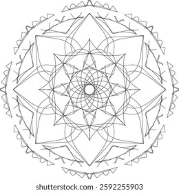 Simple Outline Mandala for Coloring Book Page. Easy Oriental Mandala vector. Mandala Coloring book line art vector illustration. Vector abstract mandala pattern.