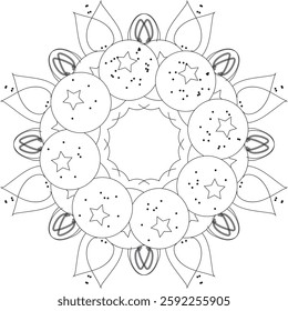 Simple Outline Mandala for Coloring Book Page. Easy Oriental Mandala vector. Mandala Coloring book line art vector illustration. Vector abstract mandala pattern.