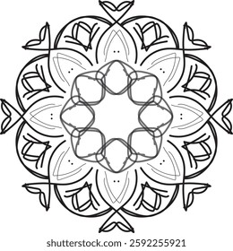 Simple Outline Mandala for Coloring Book Page. Easy Oriental Mandala vector. Mandala Coloring book line art vector illustration. Vector abstract mandala pattern.