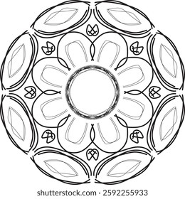 Simple Outline Mandala for Coloring Book Page. Easy Oriental Mandala vector. Mandala Coloring book line art vector illustration. Vector abstract mandala pattern.