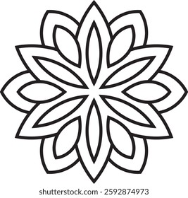 Simple Outline Mandala for Coloring Book Page. Easy Oriental Mandala vector. Mandala Coloring book line art vector illustration. Vector abstract mandala pattern