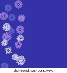 Simple Outline Mandalas on Square Background. Pretty Ethnic Pattern with Round Lacy Medallions In Indian, Moroccan or Mexican Style. Bright Tribal Background for Orient Design. Vector
