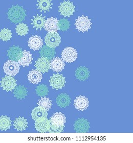 Simple Outline Mandalas on Square Background. Amazing Ethnic Pattern with Round Lacy Medallions In Moroccan, Indian or Mexican Style. Bright Tribal Background for Orient Design. Vector