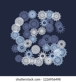 Simple Outline Mandalas on Square Background. Cute Ethnic Pattern with Round Lacy Medallions In Moroccan, Indian or Mexican Style. Bright Tribal Background for Orient Design. Vector