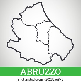 Mapa de esquema simple de la región de Abruzzo de Italia. Ilustración gráfica vectorial.
