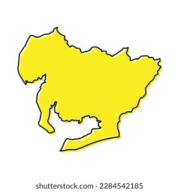 Simple outline map of Aichi is a prefecture of Japan. Stylized minimal line design