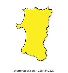 Mapa de esquema simple de Akita es una prefectura de Japón. Diseño de línea mínimo estilizado