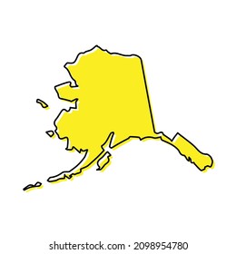 Simple outline map of Alaska is a state of United States. Stylized minimal line design