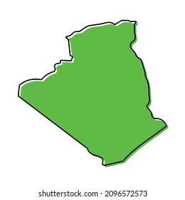 Simple outline map of Algeria. Stylized minimal line design