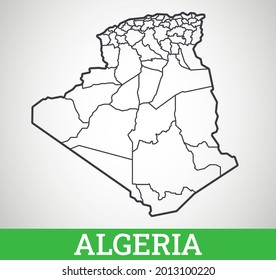 Simple outline map of Algeria. Vector graphic illustration.