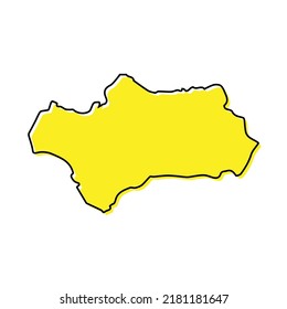 Simple outline map of Andalusia is a region of Spain. Stylized minimal line design