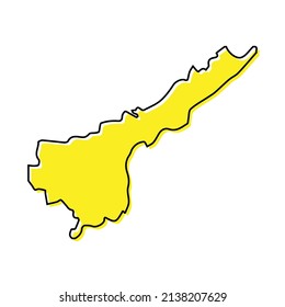 Simple outline map of Andhra Pradesh is a state of India. Stylized minimal line design