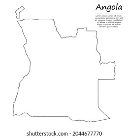 Mapa de esquema simple de Angola, silueta vectorial en estilo de línea de esbozo
