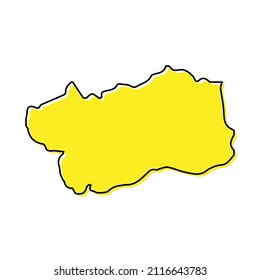 El simple mapa esquemático del valle de Aosta es una región de Italia. Diseño de línea mínimo estilizado