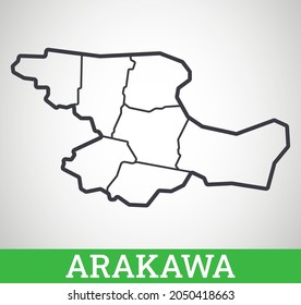Simple outline map of Arakawa Ward. Vector graphic illustration.