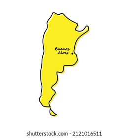 Einfache Umrisskarte Argentiniens mit Kapitallage. Stilvolles minimales Liniendesign