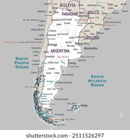 Carte sommaire simple de page de coloriage Argentine