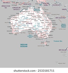 Einfache Übersichtskarte von Australien Malvorlage