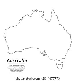 Mapa de esquema simple de Australia, silueta vectorial en el estilo de línea de esbozo