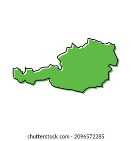 Simple outline map of Austria. Stylized minimal line design