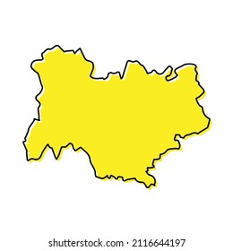 Simple outline map of Auvergne-Rhone-Alpes is a region of France. Stylized minimal line design