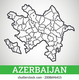Simple outline map of Azerbaijan. Vector graphic illustration.
