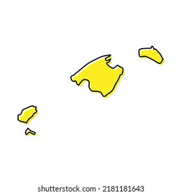 Simple outline map of Balearic Islands is a region of Spain. Stylized minimal line design