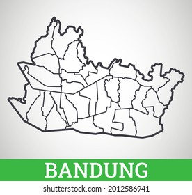 Simple outline map of Bandung. Vector graphic illustration.