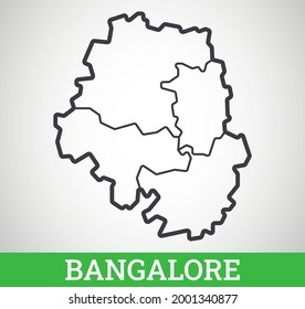 Simple outline map of Bangalore. Vector graphic illustration.