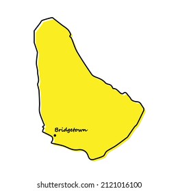 Einfache Umrisskarte von Barbados mit Kapitallage. Stilvolles minimales Liniendesign