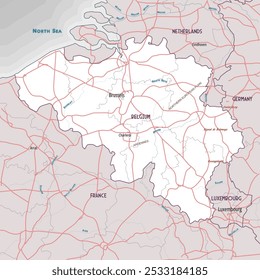 Carte sommaire simple de la page de coloriage Belgique