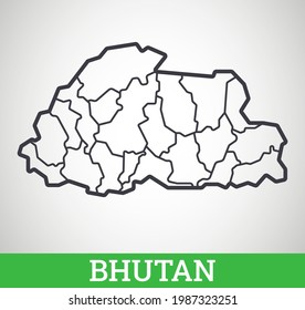 Simple outline map of Bhutan. Vector graphic illustration.
