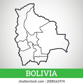 Simple outline map of Bolivia. Vector graphic illustration.