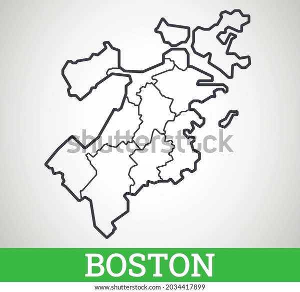 Simple Outline Map Boston Vector Graphic Stock Vector (Royalty Free ...