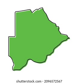Simple outline map of Botswana. Stylized minimal line design