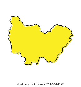 Simple outline map of Bourgogne-Franche-Comte is a region of France. Stylized minimal line design